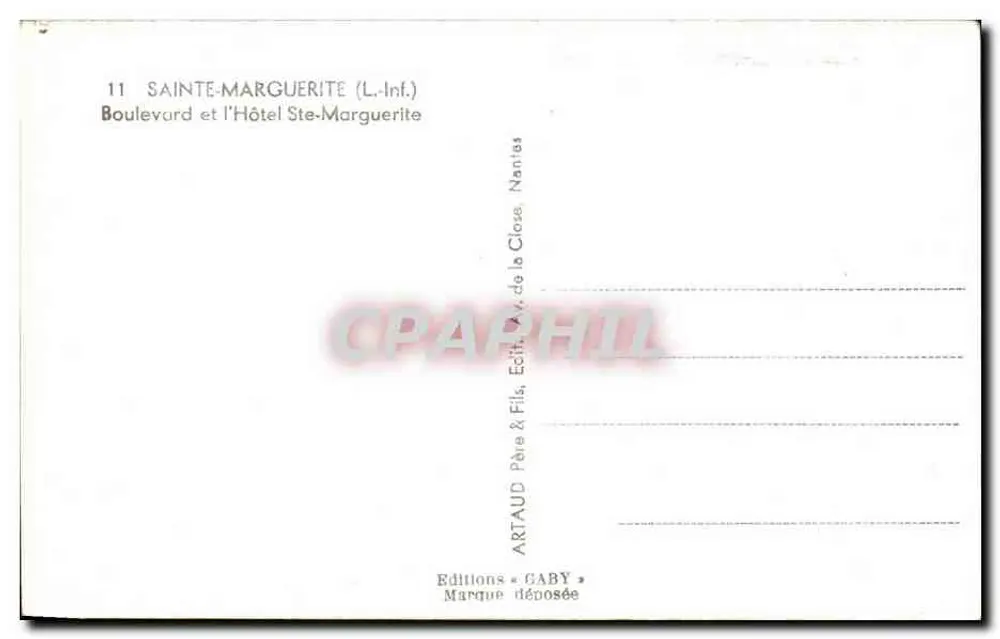 Sainte-Marguerite (L.-Inf.) — Boulevard und das Hotel Ste-Marguerite — Editions Gaby - Rückseite