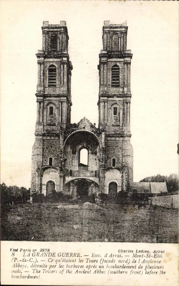 Abtei von Arras — Nordfassade zerstörter Türme — Charles Ledieu, Arras - Vorderseite