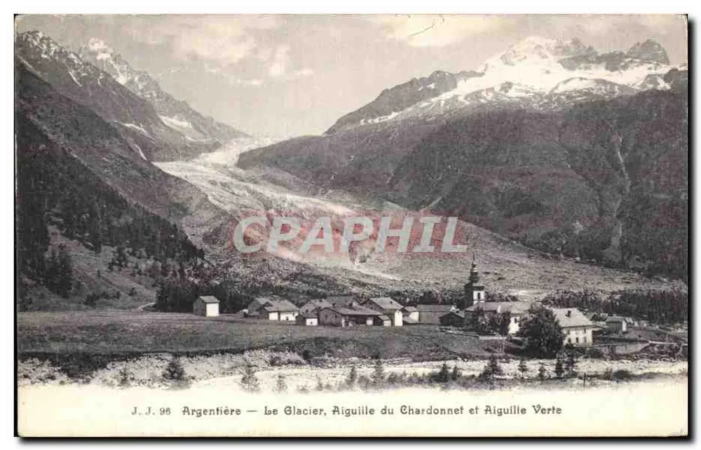 Argentière — Der Gletscher, Aiguille du Chardonnnet und Aiguille Verte — J.J. 96 - Vorderseite