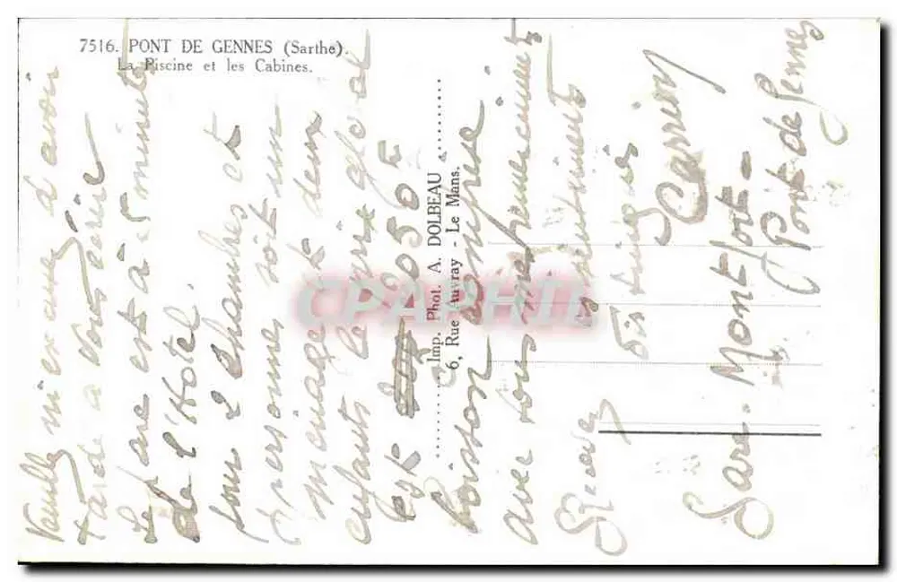 Ponte de Gennes (Sarthe) — A Riscine e as cabines — Fot. A. Dolibzau - Verso
