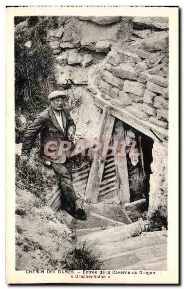 Chemin des Dames — Eingang zur Drachenhöhle « Drachenholhe » — Edit. B. Nougarde & H. Lestrait, Soissons - Vorderseite