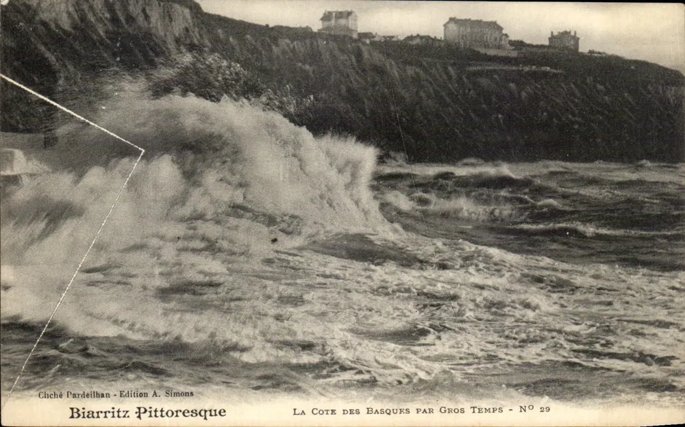Biarritz — La Côte des Basques par gros temps — Édition A. Simons, N° 29 - Vorderseite