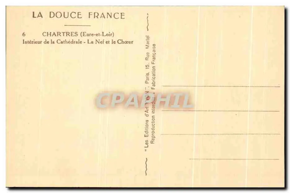 Chartres (Eure-et-Loir) — Innenansicht der Kathedrale — Die französischen Kunstausgaben - Rückseite