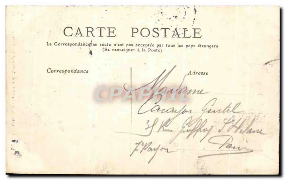 Limoges — A Estátua do Chapéu e do Cana — M.T. n°224 - Verso