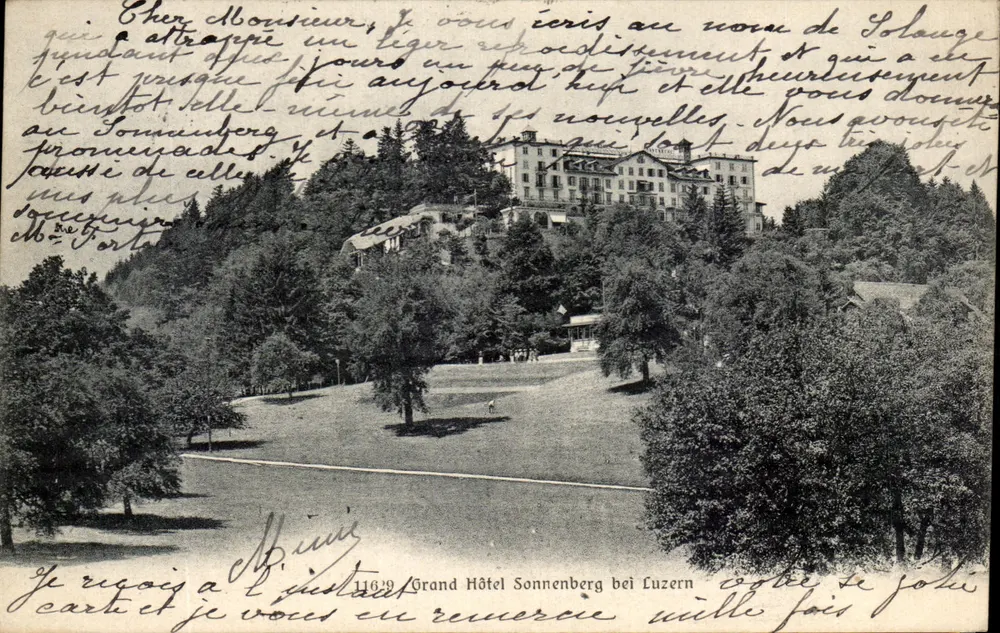 Grand Hôtel Sonnenberg bij Lucerna — panoramische uitzicht — Fotografie-Verlag Wehrli A.-G., Kilchberg-Zürich, n°11619 - Voorkant