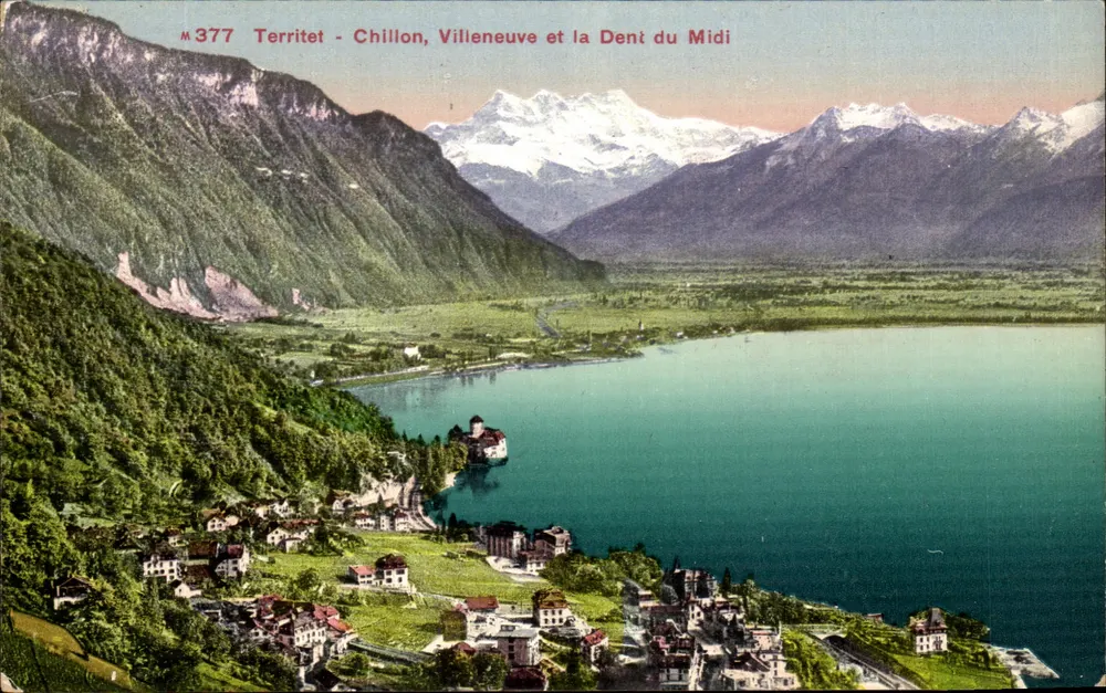 Territet - Chillon, Villeneuve und der Dent du Midi — Edition Photoslob, 20rach, Nr. 377 - Vorderseite