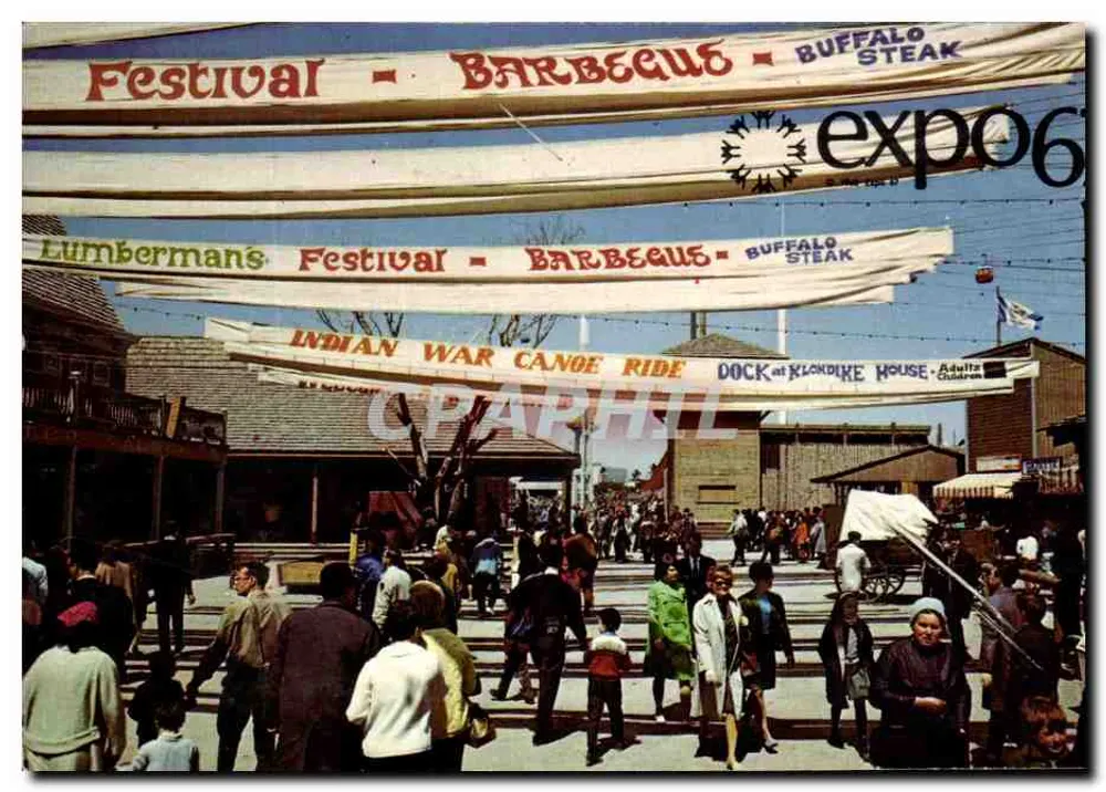Festival - Barbecue - Buffalo Steak — Expo 66 — Lumbermans Festival — Indian War Canoe Ride — Dock at Klickitat House — Éditeur : Mastichrome of Canada - Vorderseite