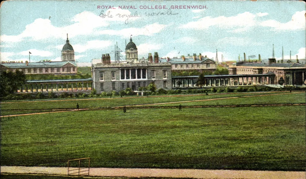 Royal Naval College, Greenwich — vista panoramica — Charles Martin, Londra - Recto