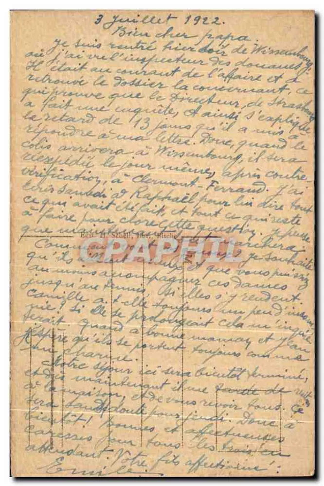 Bitche — Ansicht der Eingangstür des Offizierskasinos — unbekannter Verlag, Nr. 18 - Rückseite