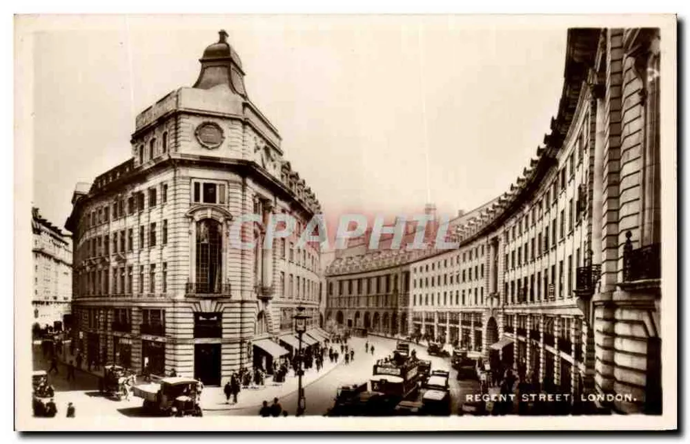 Regent Street, Londres — vista de canto com edifícios e tráfego — n° 39 - Frente