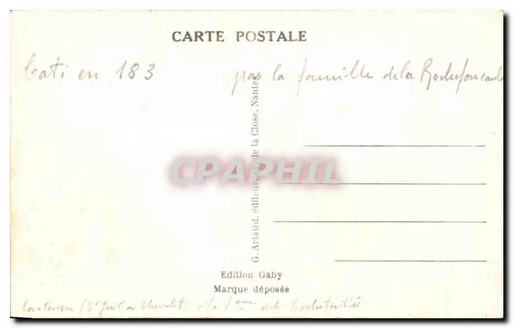 Challain-la-Potherie, in der Nähe von Candé (M.-et-L.) — Der Eingang zum Schloss — Edition Gaby n°31 - Rückseite