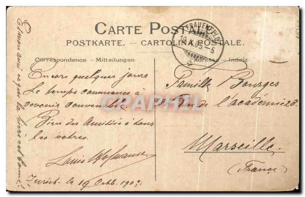 Zurique — vista do porto com barcos e edifícios históricos — editor 'Zürich' n°4922 - Verso