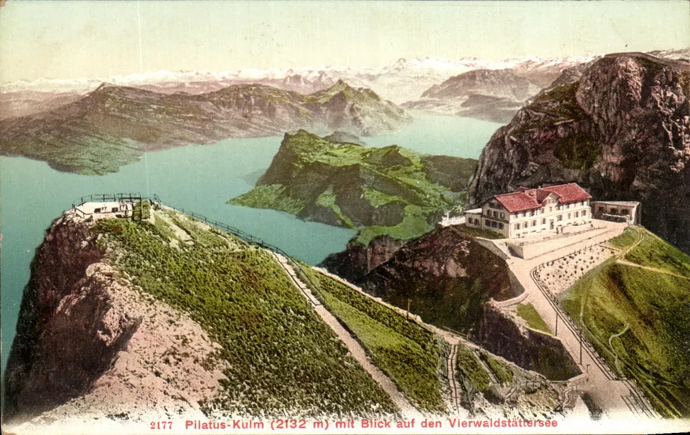 Pilatus-Kulm (2132 m) — Ansicht über den Vierwaldstättersee — Edition Photoglob Co., Zürich, Nr. 2177 - Vorderseite