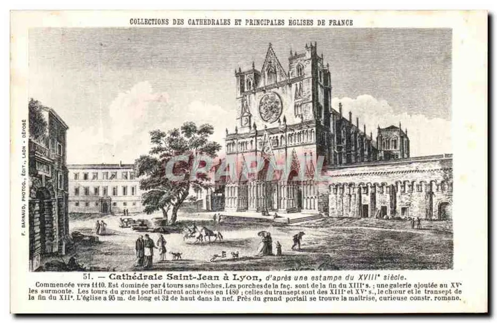 Kathedrale Saint-Jean in Lyon — Sammlung der Kathedralen und Hauptkirchen Frankreichs — F. Barnaud, Fotografie. Édit. Lyon, Nr. 51 - Vorderseite
