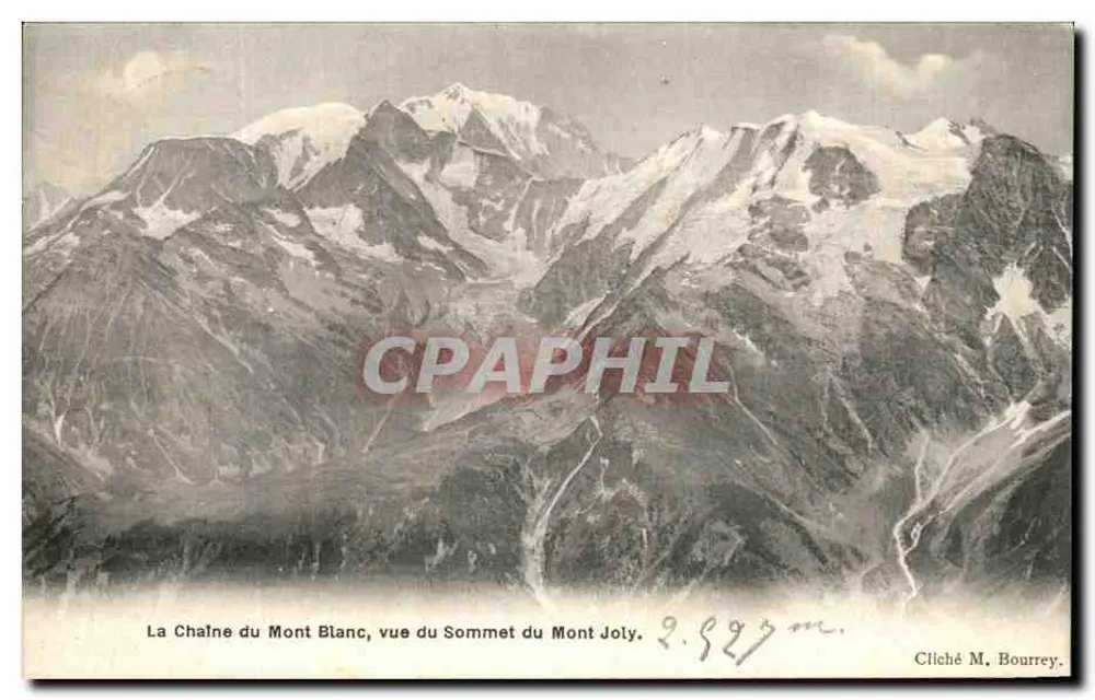 Die Mont-Blanc-Kette, Ansicht vom Gipfel des Mont Joly — Foto von M. Bourrey - Vorderseite