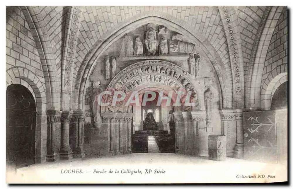 Loches — Portal der Collegiatekirche, 11. Jahrhundert — ND Foto-Sammlung - Vorderseite