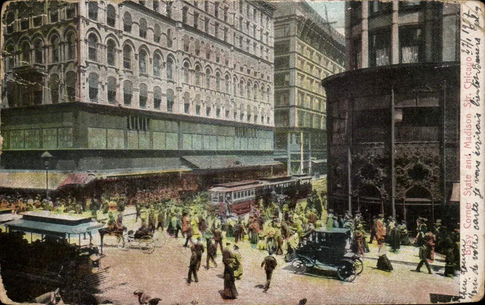 Coin de Madison et State Street — Chicago — éditeur P. Schmidt, Chicago (Ill.) - Frente