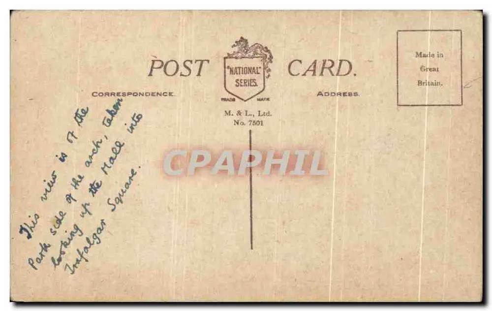 The New Archway, The Mall, London — éditeur M. & L., Ltd. n° 7501 - Rückseite