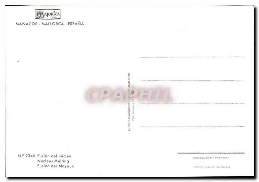 Textilfabrik — Arbeiter an der Maschine — Majorica, Manacor, Spanien - Rückseite