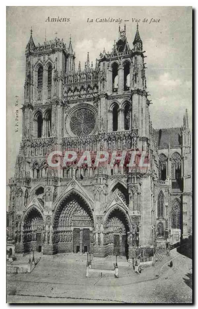 Amiens — La Cattedrale — Vista frontale — V.P. Fuchs No. 7 - Recto