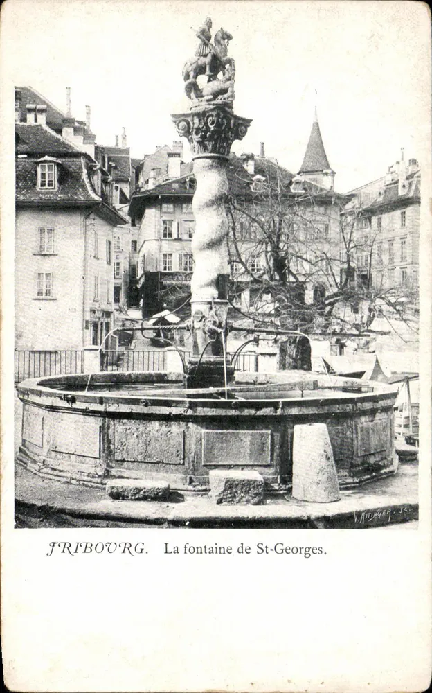 Fribourg — La fontaine de St-Georges — éditeur V. Attinger - Vorderseite