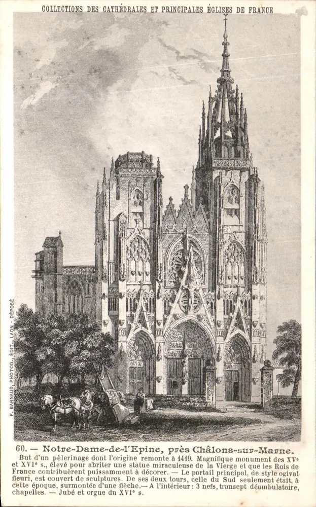Notre-Dame-de-l'Épine, perto de Châlons-sur-Marne — editor F. Barnaud, n° 60 - Frente