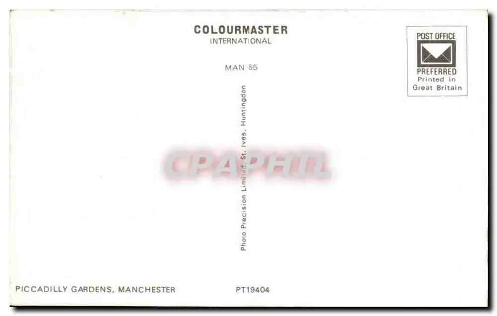 Piccadilly Gardens — Manchester — Colourmaster International MAN 65 - Rückseite