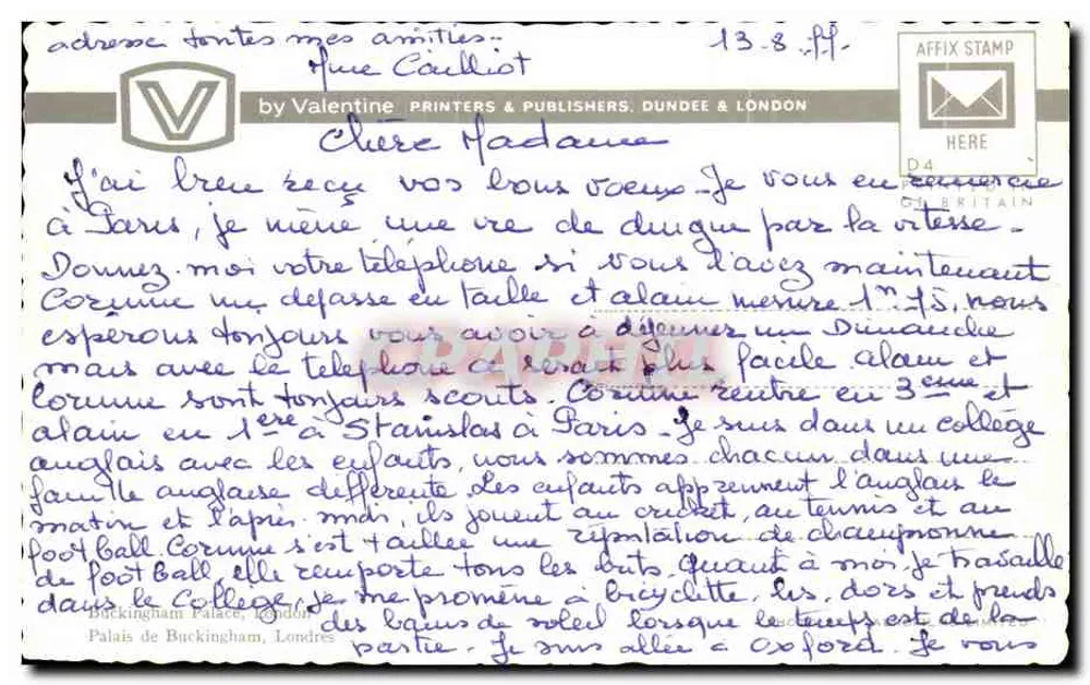 लंदन में बकिंघम पैलेस — एयरियन दृश्य — वैलेंटाइन प्रिंटर्स एंड पब्लिशर्स, ET.5578R - पीछे