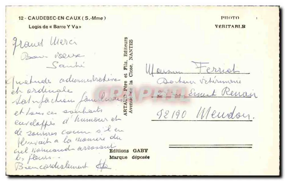 Caudebec-en-Caux — Logis de « Barre Y Va » — Edições Gaby - Verso