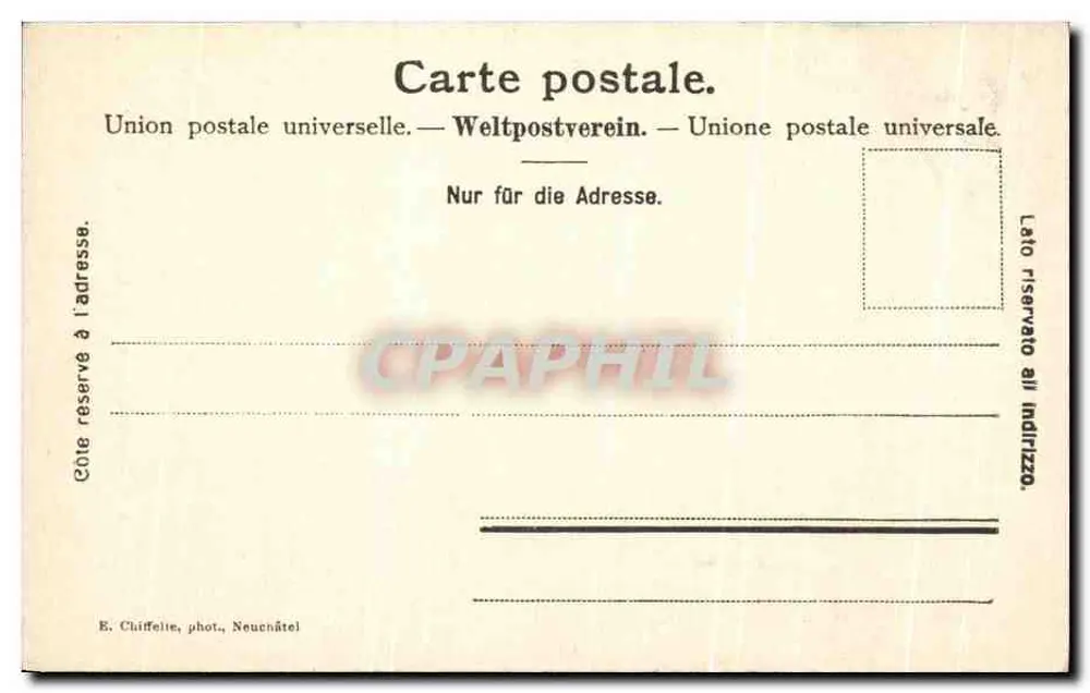 Túmulo dos condes em Neuchâtel — editor E. Chiffelle, n° 1083 - Verso