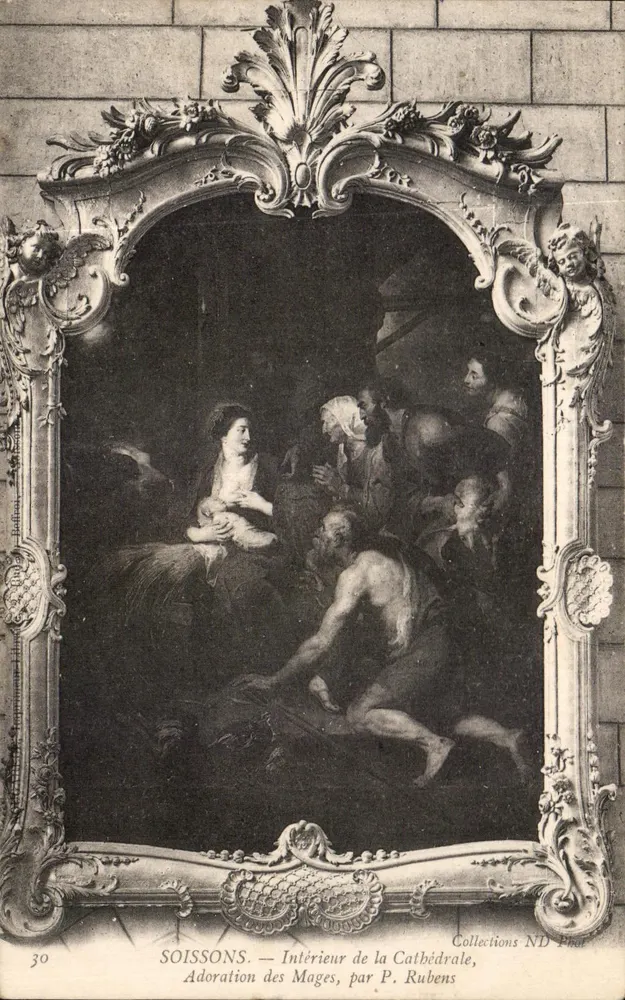 Soissons — Innenraum der Kathedrale, Verehrung der Weisen, von P. Rubens — Sammlung ND Phar, Nr. 30 - Vorderseite