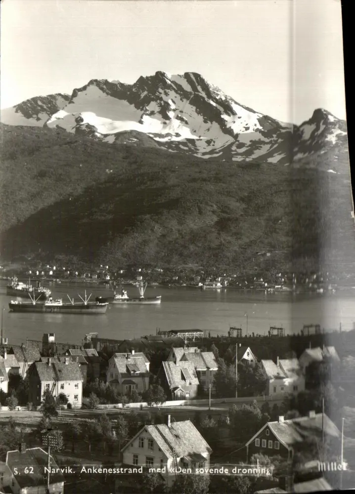 Narvik. Ankennesstrand avec « Den sovende dronning » — éditeur Miller, n° S. 62 - Frente