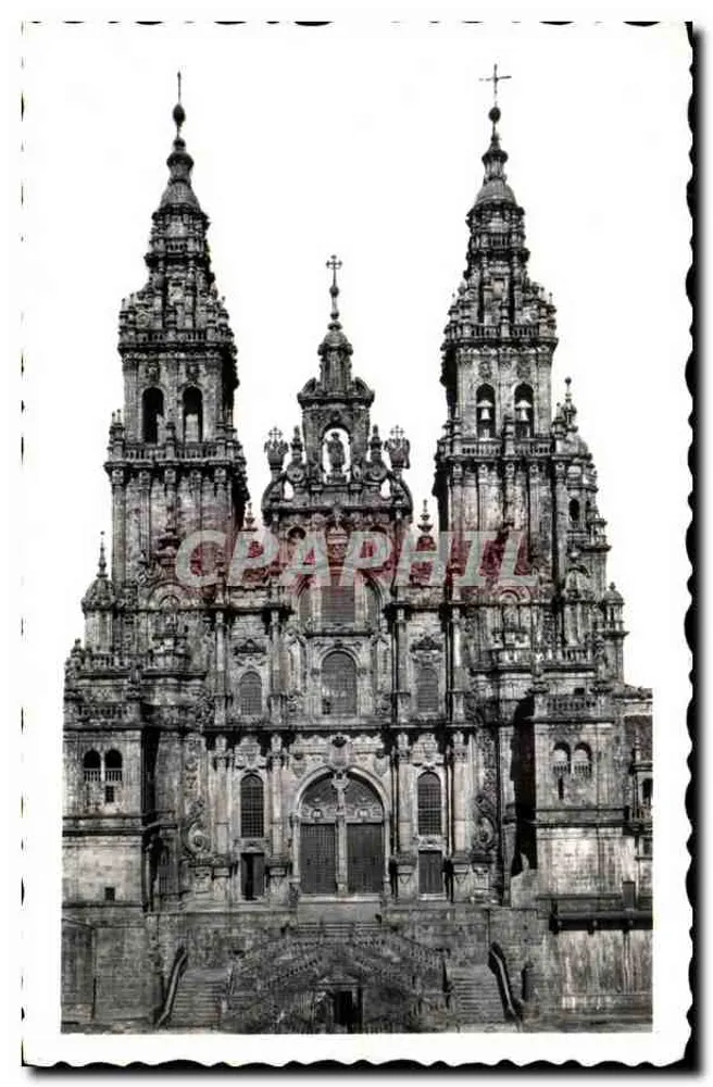 Santiago de Compostela — Kathedrale, Fassade des Obradoiro — Verlag Arribas, Serie 2 - Vorderseite