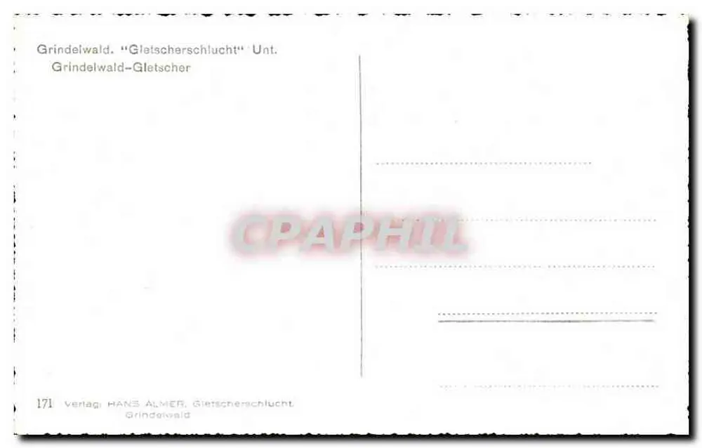 Grindelwald - Canyão Glaciar — Untergrindelwald — editor Hans Almer - Verso