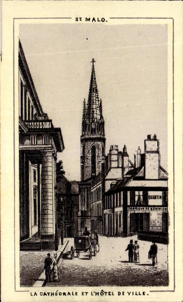 St Malo — Die Kathedrale und das Rathaus — Quantin, Hersteller von Matratzen - Vorderseite