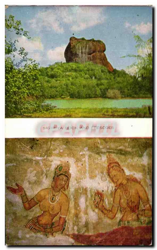 Sigiriya-Felsen und Fresken — Ansicht des Felsens und Fresken — Verleger Beylon Pictorials, Colombo - Vorderseite