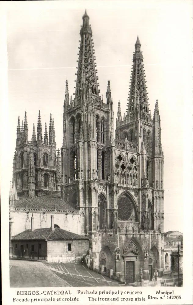 Burgos - Kathedrale - Hauptfassade und Querhaus - Vorderseite