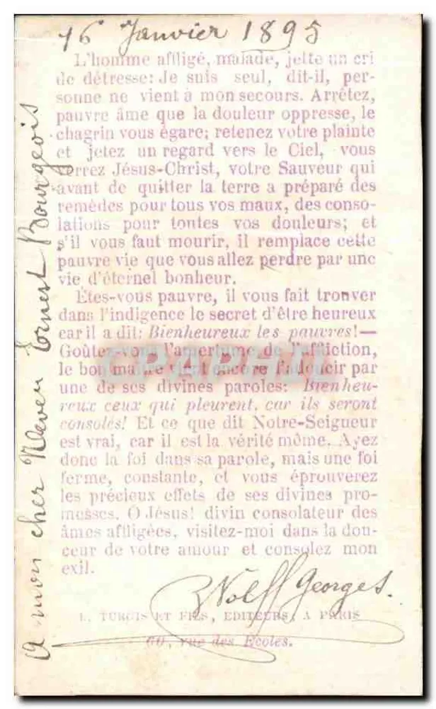 Saint Charité — Seine leidenschaftliche Caritas brachte ihn dazu, die Leiden anderer zu suchen — L. Turgis & Fils, Pl. 21, Deposited, Édit. Imp. Paris - Rückseite