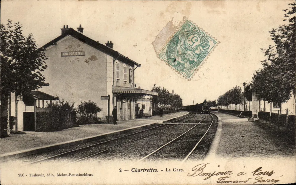Chartrettes — A Estação — Thibault, editor, Melun-Fontainebleau - Frente