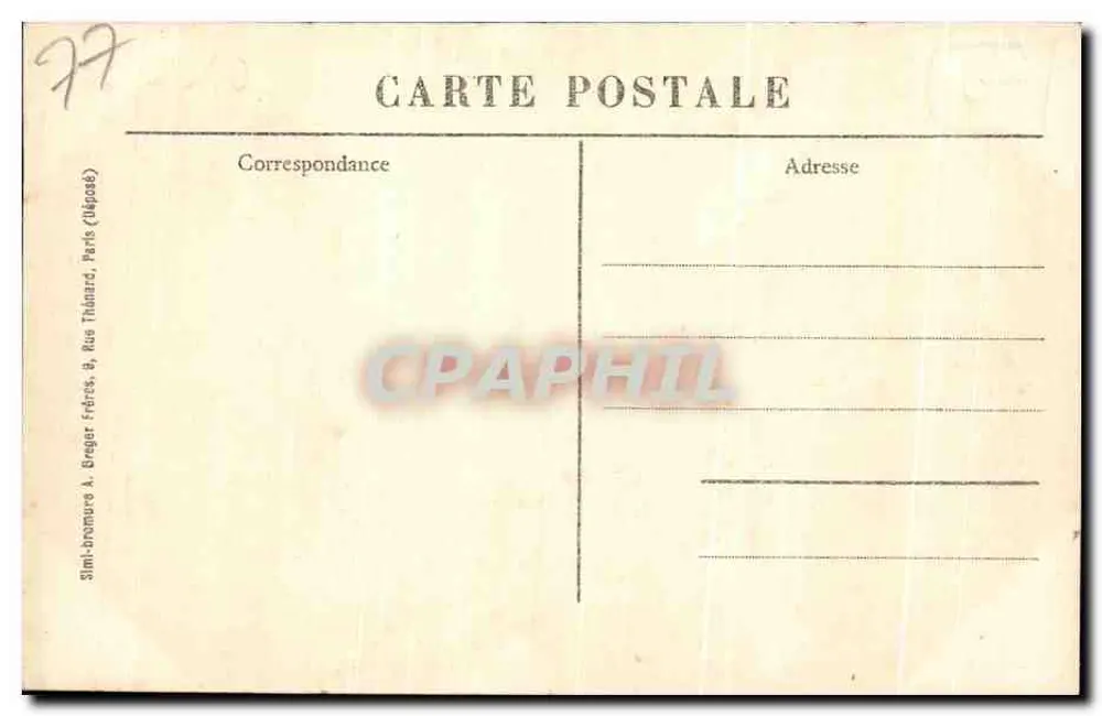 Chartrettes - Ferme du Pré — Edição Thomé, receveur buuralisto, n°25 - Verso