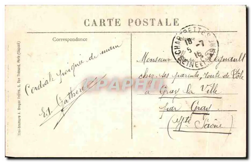 Chartrettes - Castelo Bagatelle — Edição Thomé, receveur-buraliste - Verso
