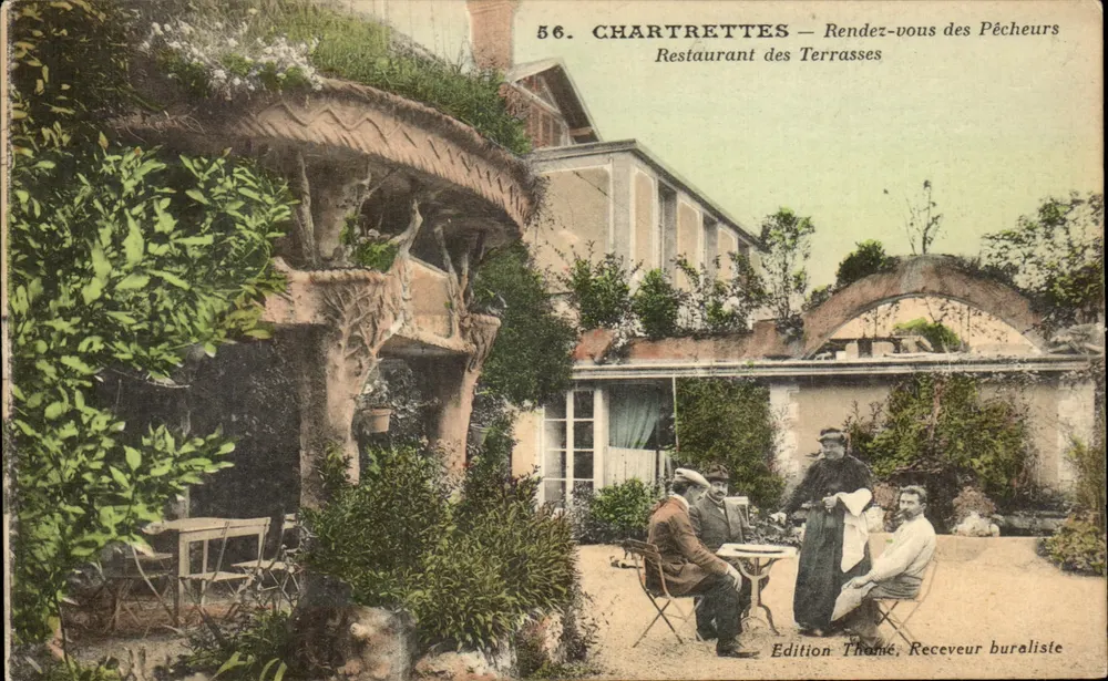 Chartrettes — Treffen der Fischer — Restaurant des Terrasses — Édition Thôme, Postamtsempfänger - Vorderseite
