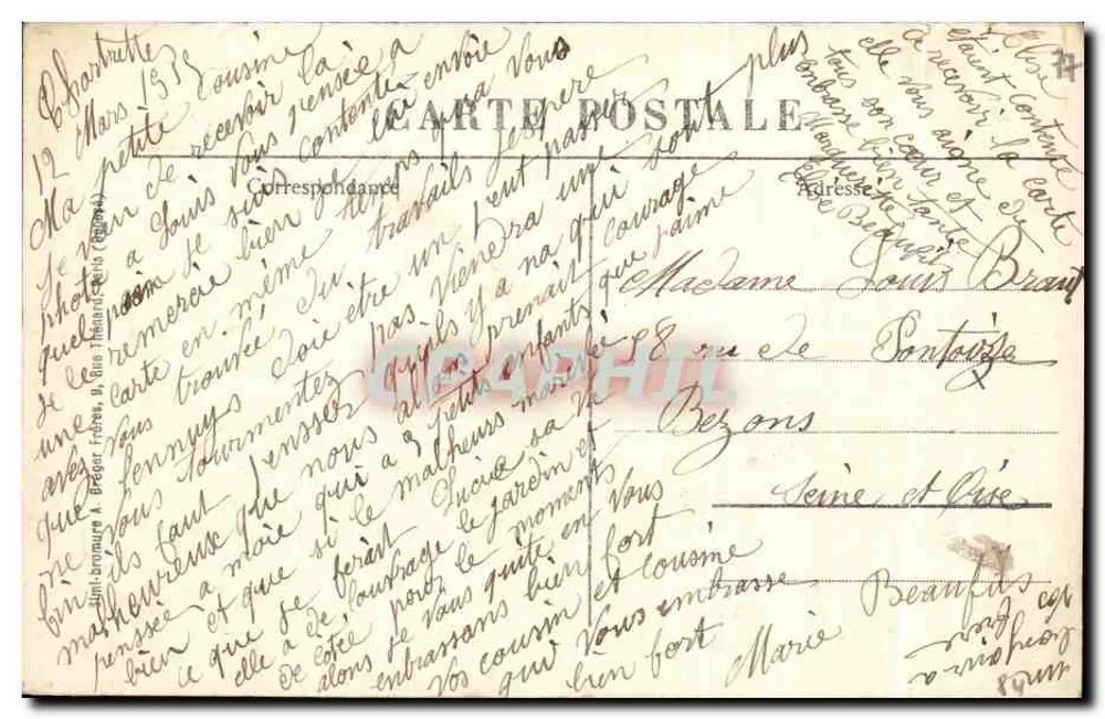 Chartrettes - Passagem a Nível — Edição Thomé, receveur-buraliste, n°55 - Verso
