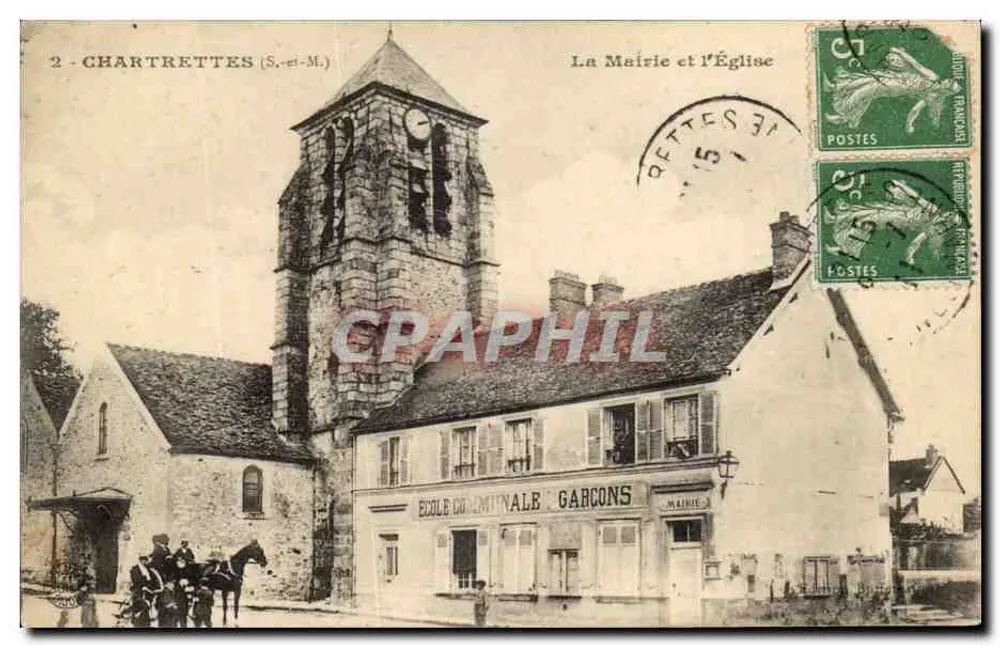 Chartrettes (S.-et-M.) — Rathaus und Kirche — Unbekannter Verleger, Nr. 2 - Vorderseite