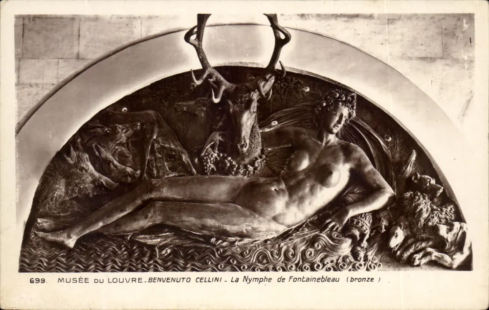 Die Nymphe von Fontainebleau — Bronze-Statue von Benvenuto Cellini — Louvre-Museum - Vorderseite