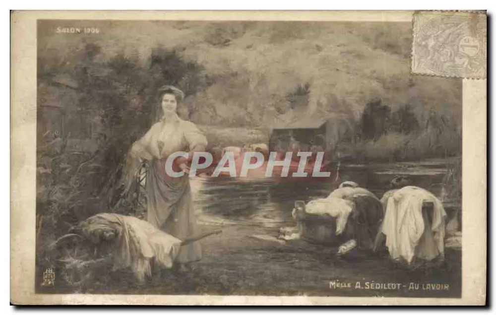 Melle A. Sédileto - No Lavatório — Salon 1906 — Edições Raphael Tuck & Fils, Paris - Frente