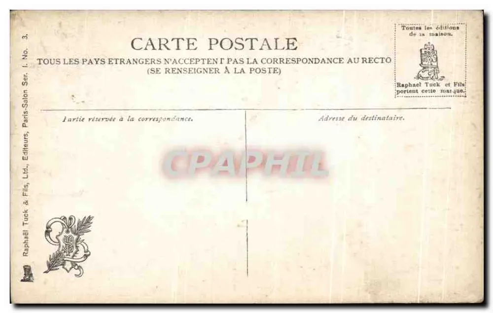 Melle A. Sédileto - No Lavatório — Salon 1906 — Edições Raphael Tuck & Fils, Paris - Verso