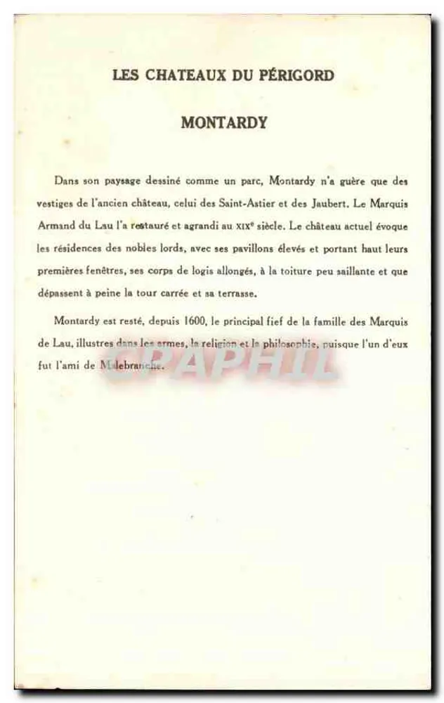 Montardy — Castelo do Périgord — Coleção da Solution Pautauberge, 10ª Série - Verso