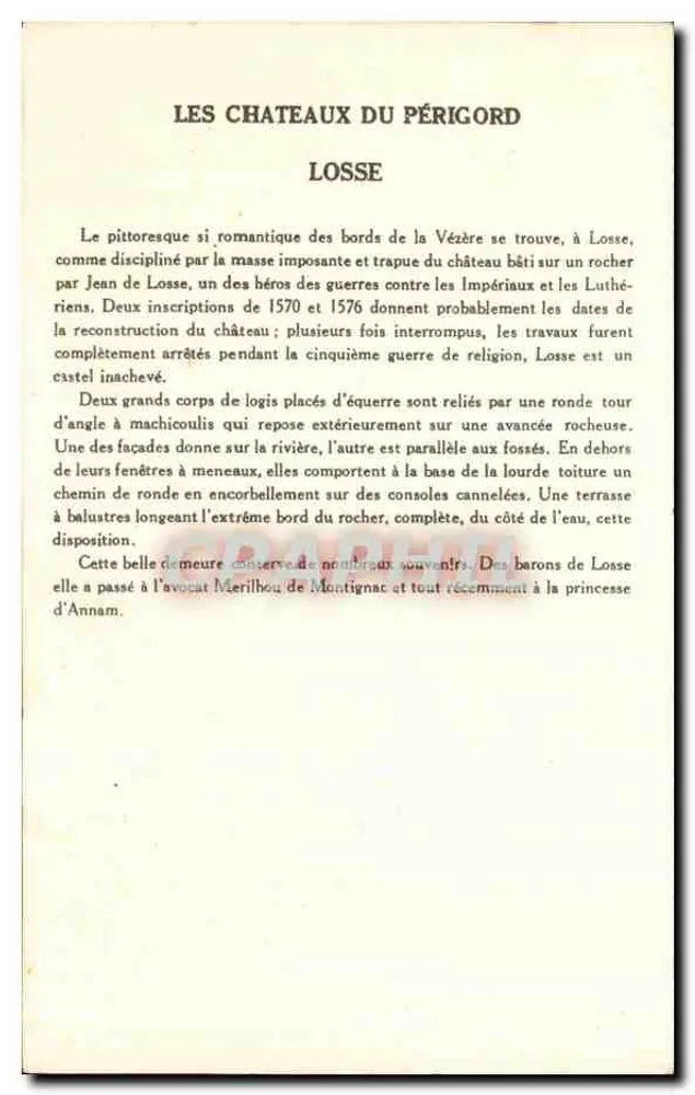 De Kastelen van Périgord — Losse — Collectie van de Oplossing Pauaube - Achterkant