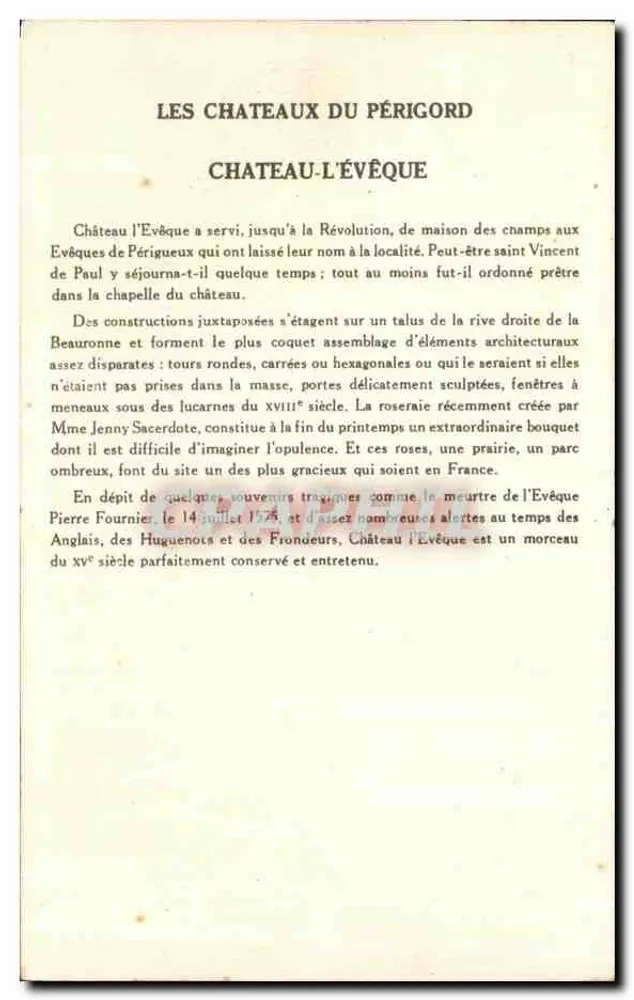 Château-l'Évêque — Castelos do Périgord — Coleção da Solution Pauvanderbe - Verso